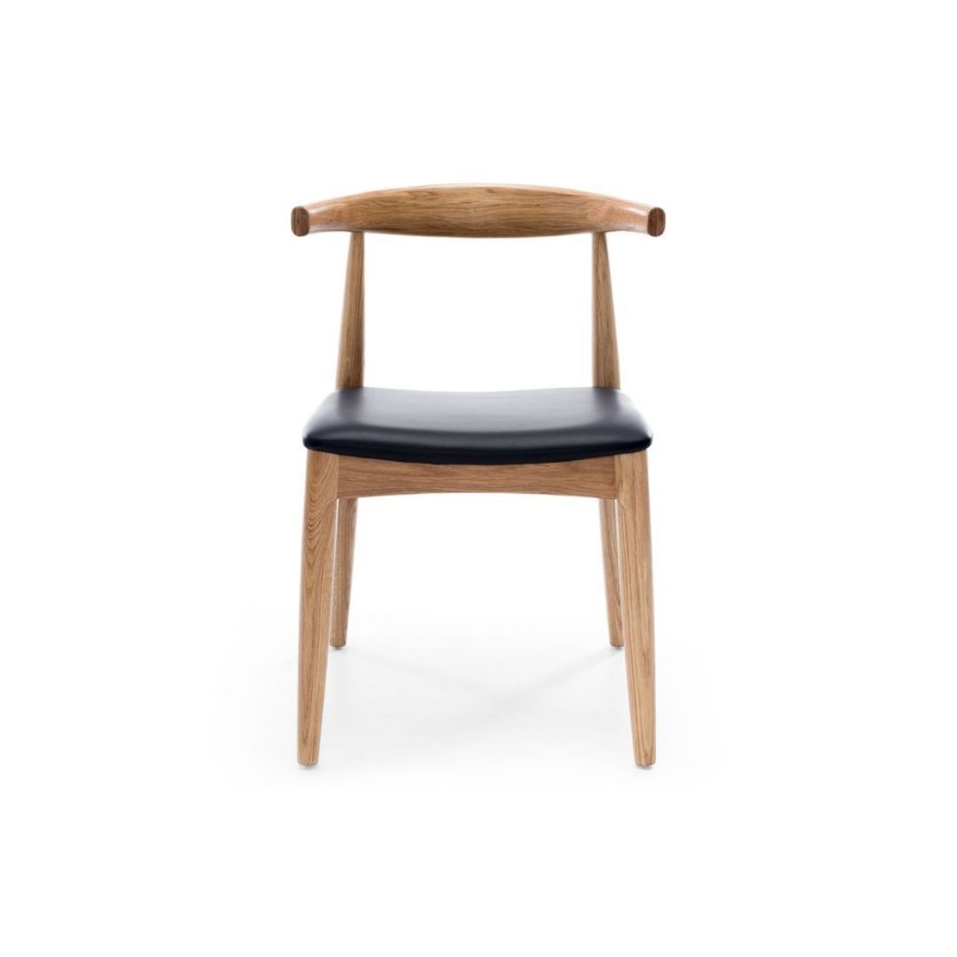 Elbow Chair Natural Oak Black PU Seat image 0